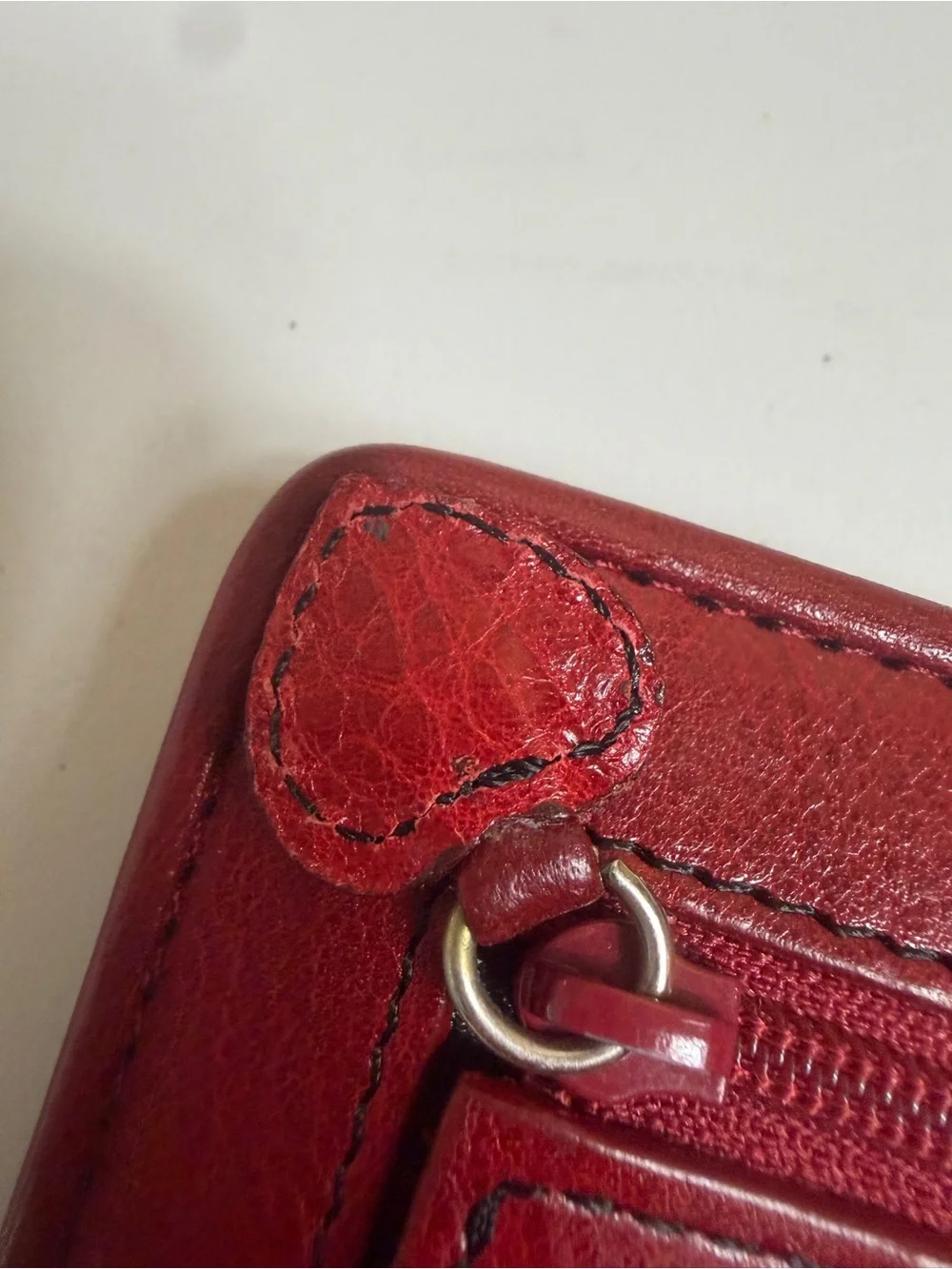 Brighton Vintage Red & Black Leather Organizer Bifold Wallet